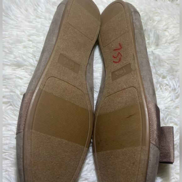 Fioni Brown Taupe Faux Suede Ballet Flats Size 8 Bow Slip On Loafers NWT - Picture 5 of 7